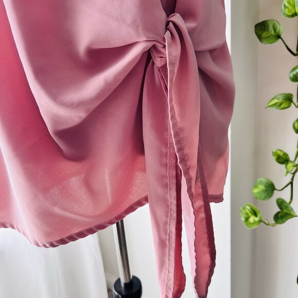 Shein Curve Pink Lightweight Flowy Side Tie Comfy Summer Blouse ~ Plus Size 2XL - Picture 4 of 7